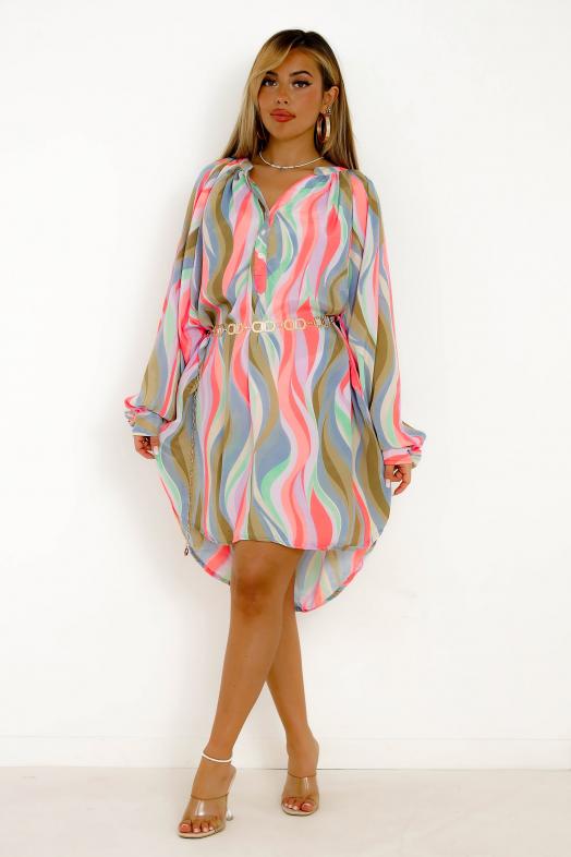 Robe Satin Oversize Femme Multicolore 