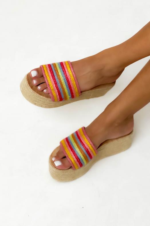 Espadrilles Paille Colorée Multicolore 