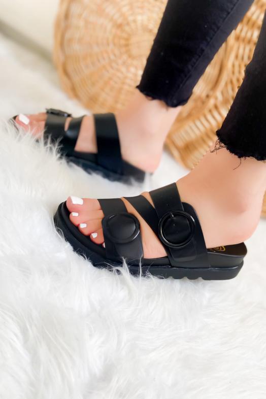 Sandales Femme Boucles Noir 