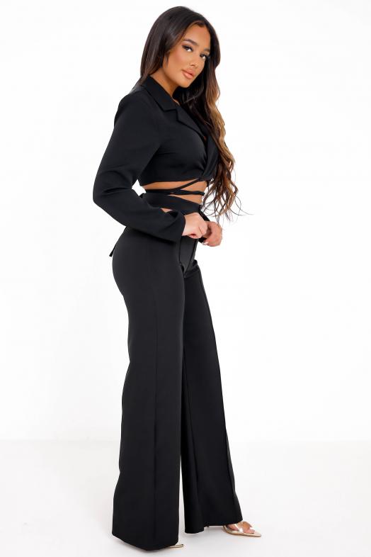 Pantalon Femme Évasé Noir / Réf : 2031-0