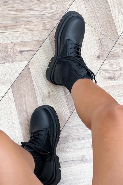Bottines Femme Lacets Noir