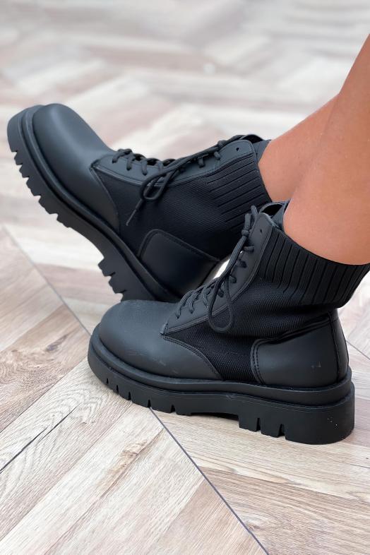 Bottines Femme Lacets Noir
