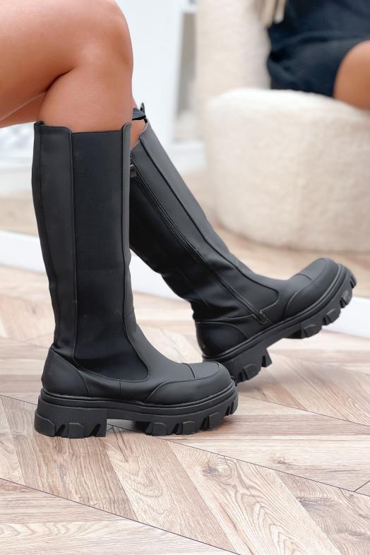 Bottes Femmes Hautes Elastiques Noir