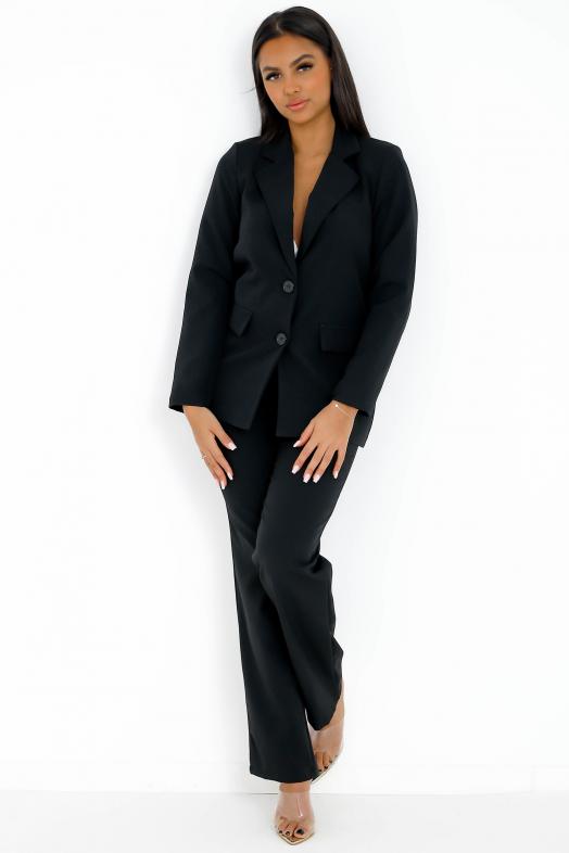 Ensemble Blazer + Pantalon Femme Noir 