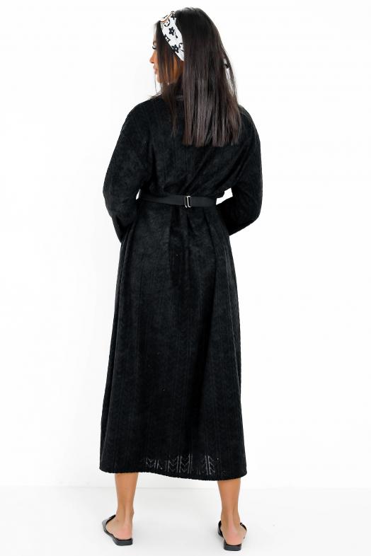 Robe Torsade Fendue Femme Noir