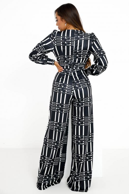 Combinaison Décolleté V Femme Noir 