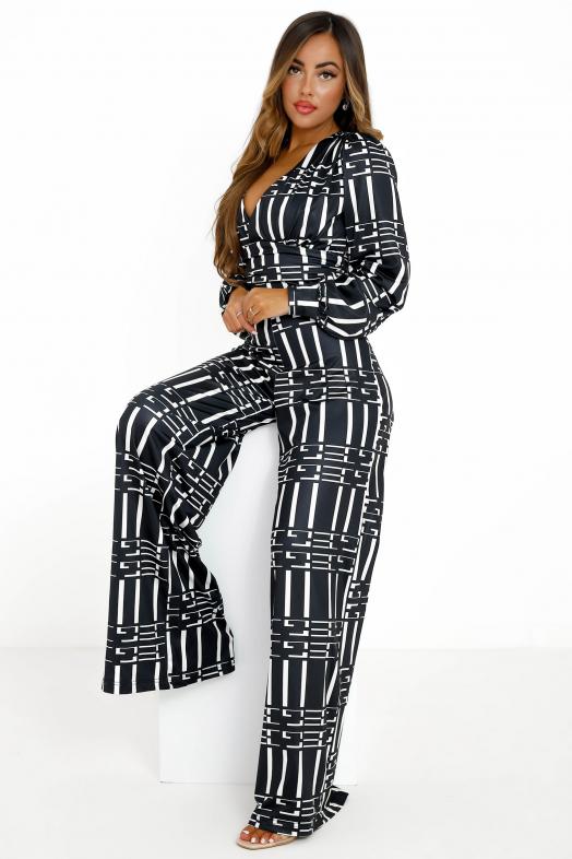 Combinaison Décolleté V Femme Noir 