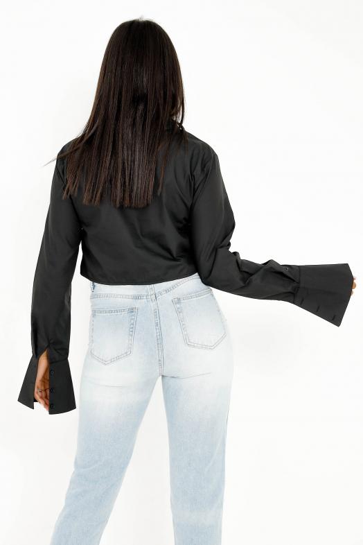 Chemise Cropped Femme Noir 