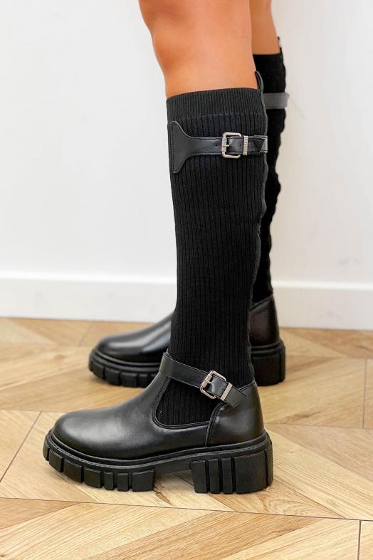 Bottes Chaussettes + Sangles Noir 