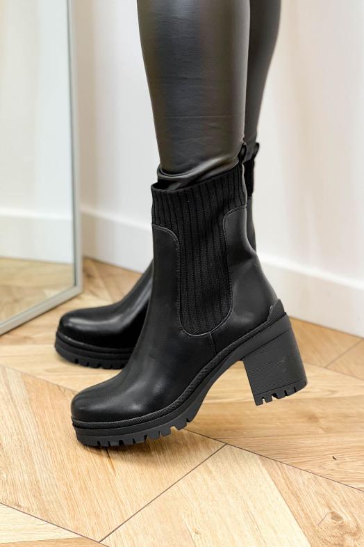 Boot´s Femme à Talons Carrés Noir