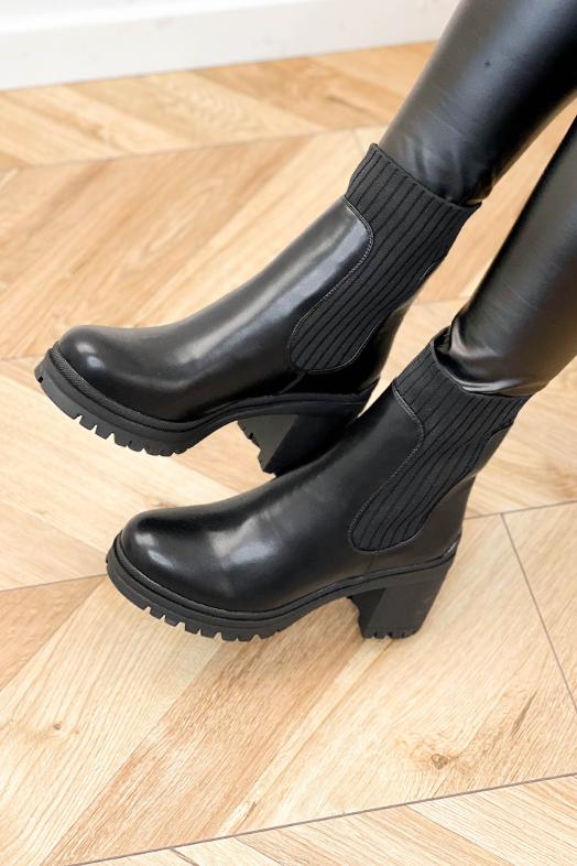Boot´s Femme à Talons Carrés Noir