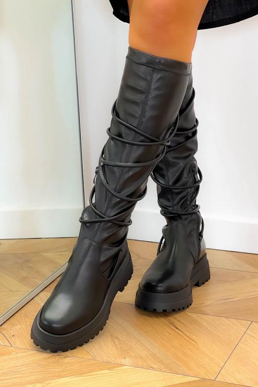 Bottes Laçage Femme Noir 