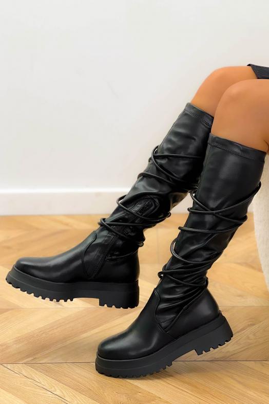 Bottes Laçage Femme Noir 