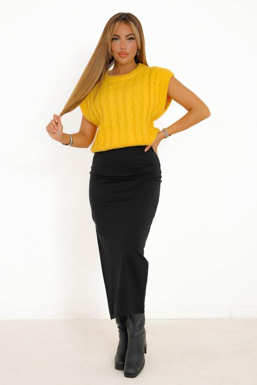 Jupe Fendue Maxi Femme Noir