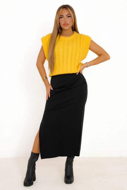 Jupe Fendue Maxi Femme Noir