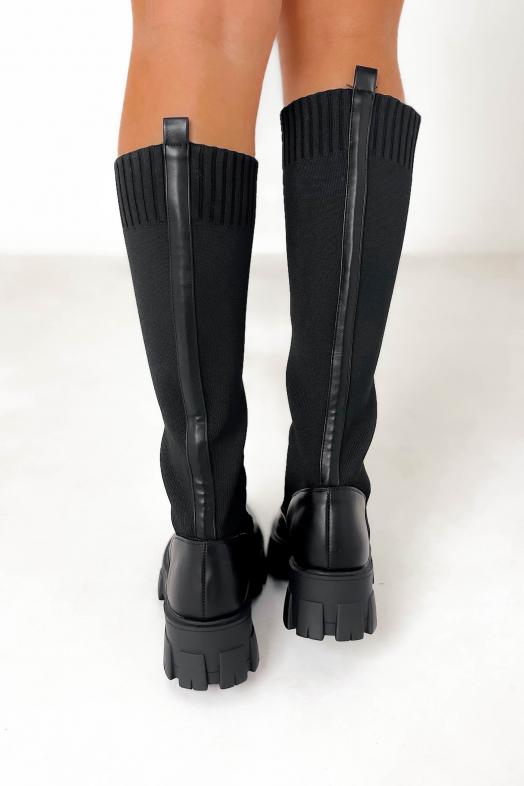 Bottes Bimatière Hautes à Lacets Noir
