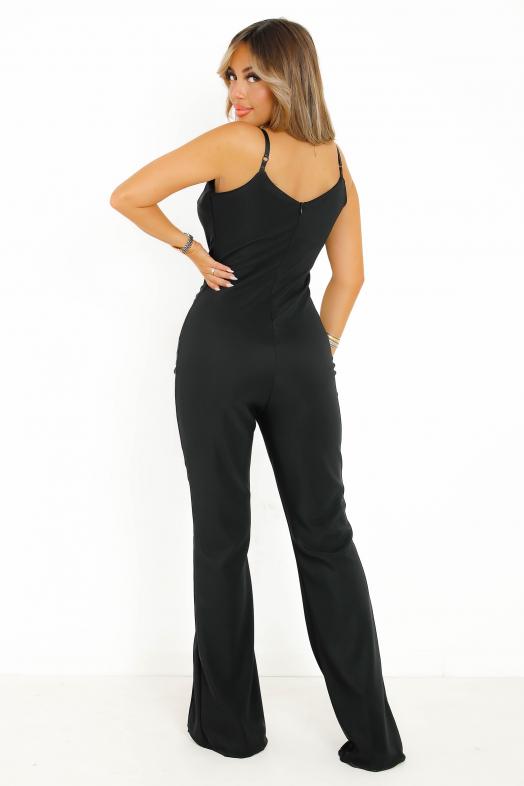 Combinaison Fente Voile Femme Noir 