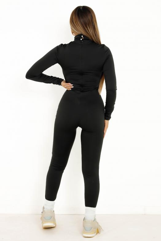 Combi Pantalon Col Montant Femme Noir