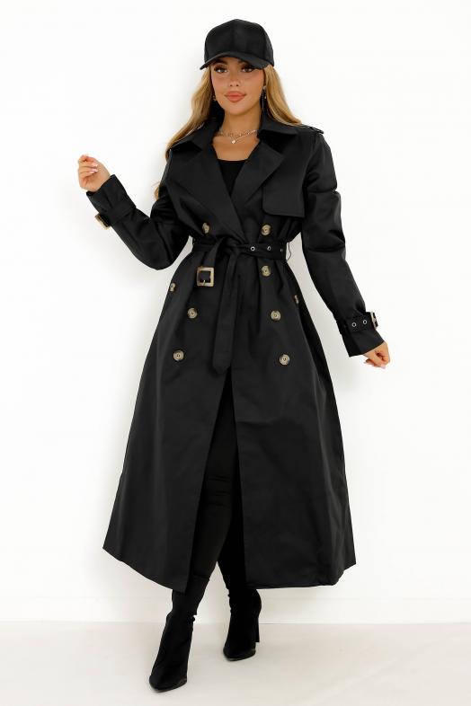 Trench Croisé Femme Noir 