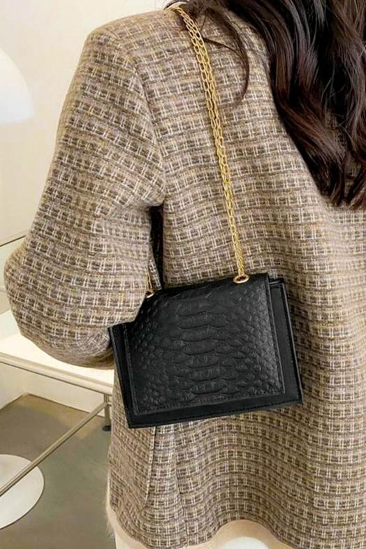 Sac Effet Croco Femme Noir 