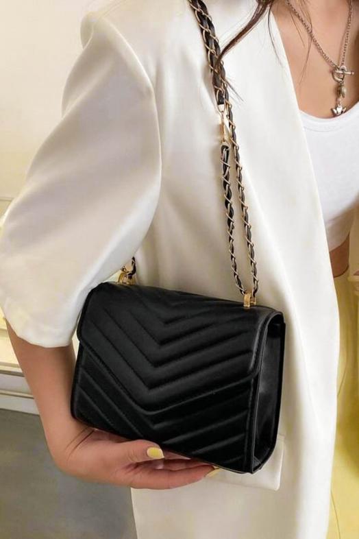 Sac Chaînes à Chevrons Noir 