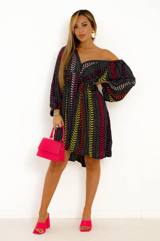 Robe Manches Bouffantes Femme Noir 