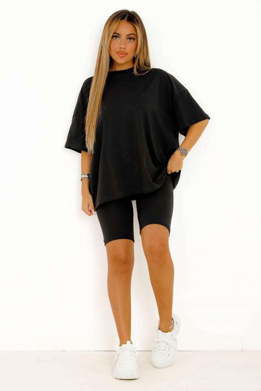 Ensemble T-Shirt + Cycliste Femme Noir