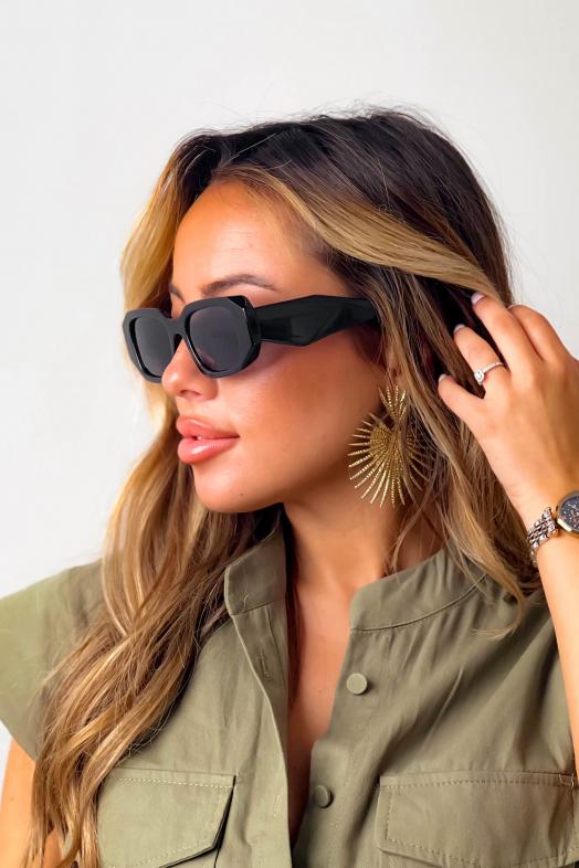 Lunettes de Soleil Ovale Femme Noir 