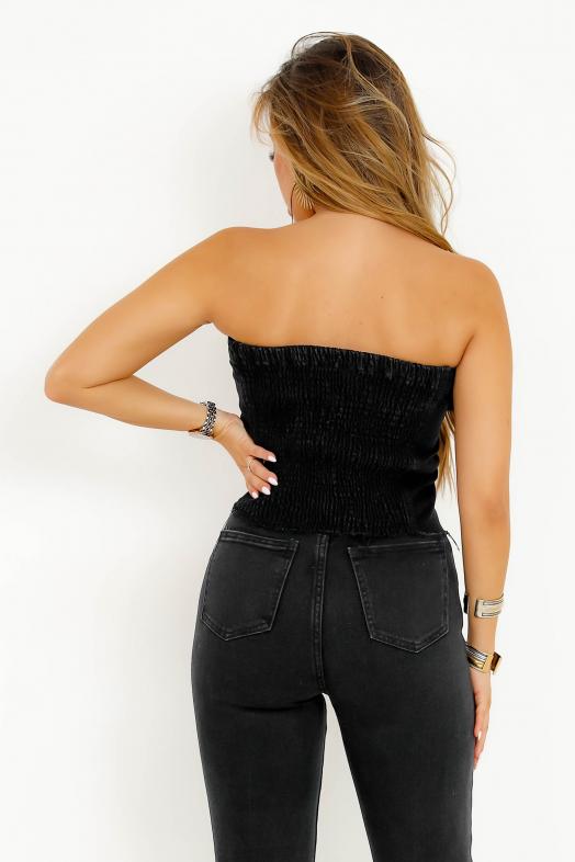 Bustier Denim Femme Noir