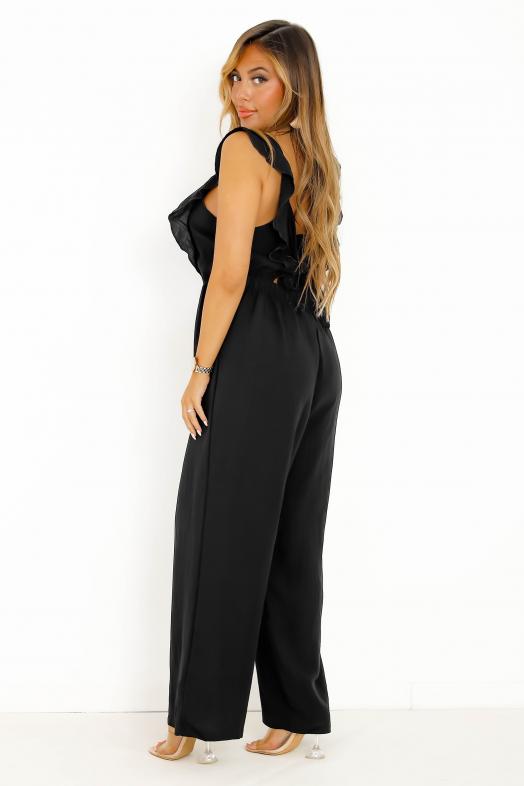 Combinaison Pantalon Smockée Femme Noir 