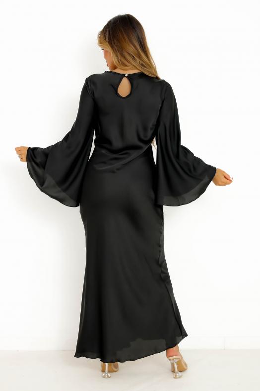 Robe Longue manches Évasées Noir / Réf : 10323-0