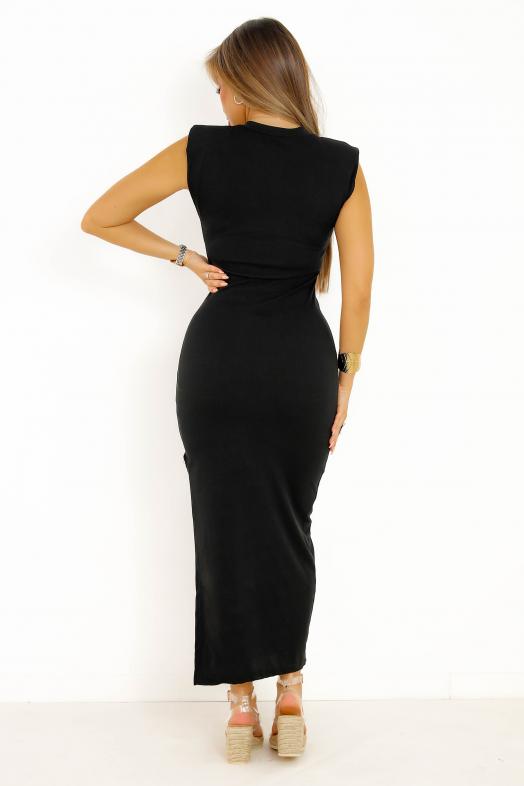 Robe Epaulettes Fendue 