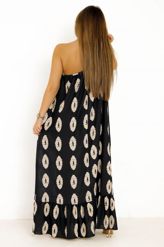 Robe Une bretelle Imprimée Noir 