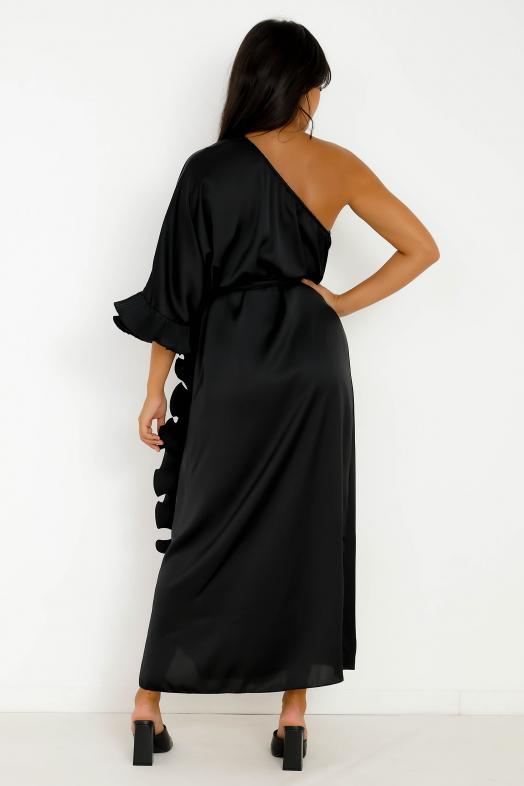 Robe une Manche Froufrou Noir  