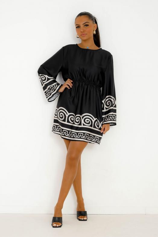 Robe Manches longues imprimé Noir 