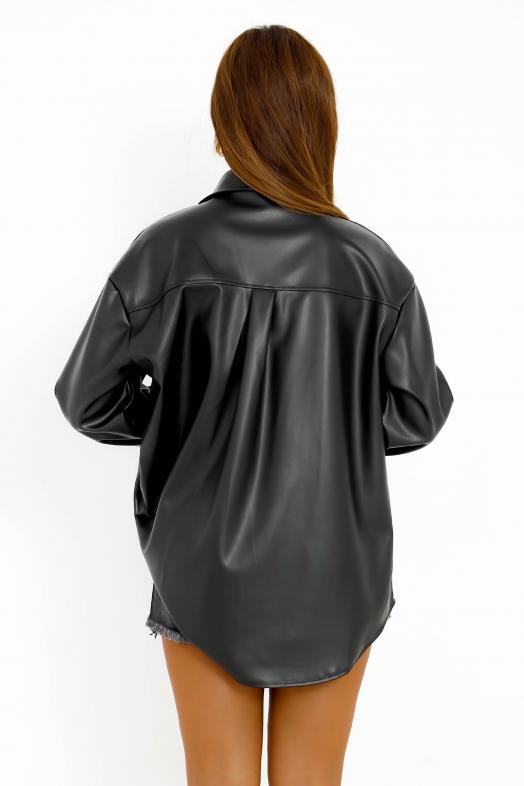 Chemise Ample Simili Noir 