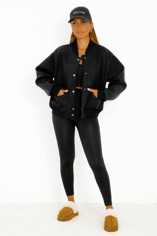 Bombers BoutonnÃ© + Poches Noir 