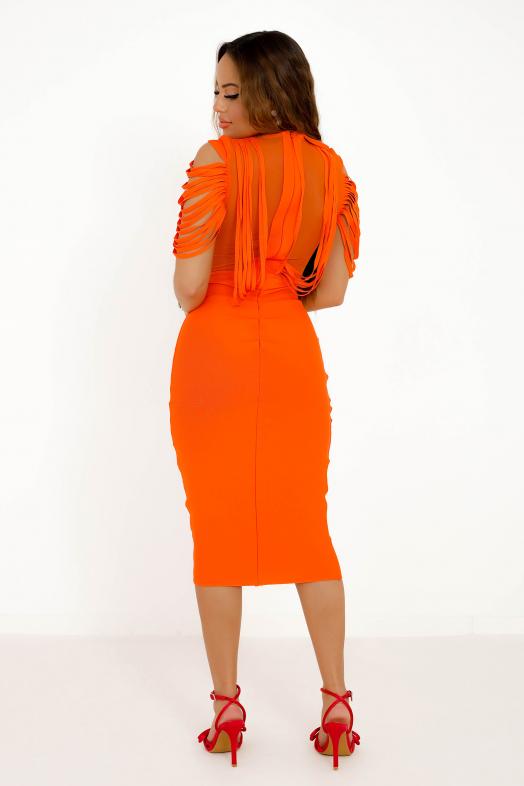 Robe à Lanières Femme Orange