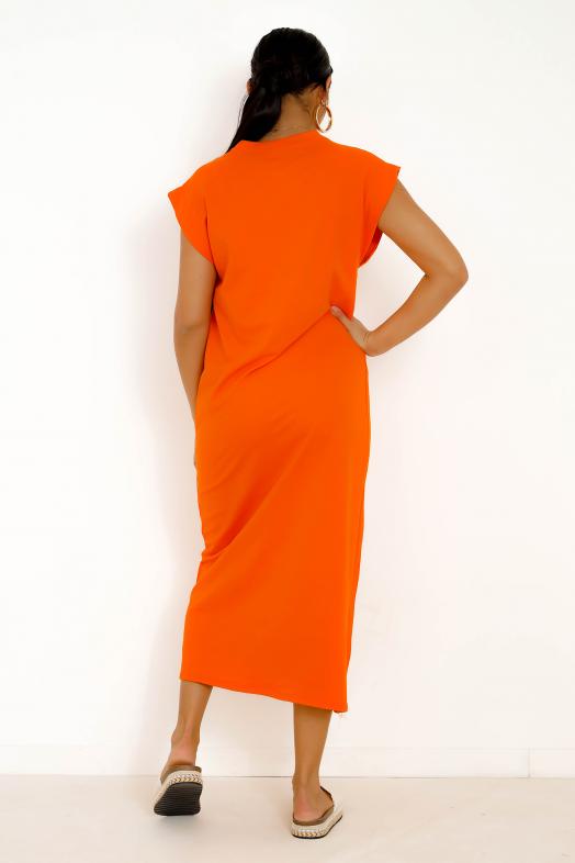 Robe Sans Manches Coupe Droite Femme Orange 