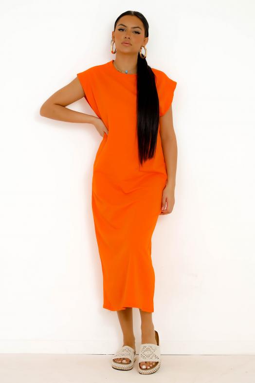 Robe Sans Manches Coupe Droite Femme Orange 