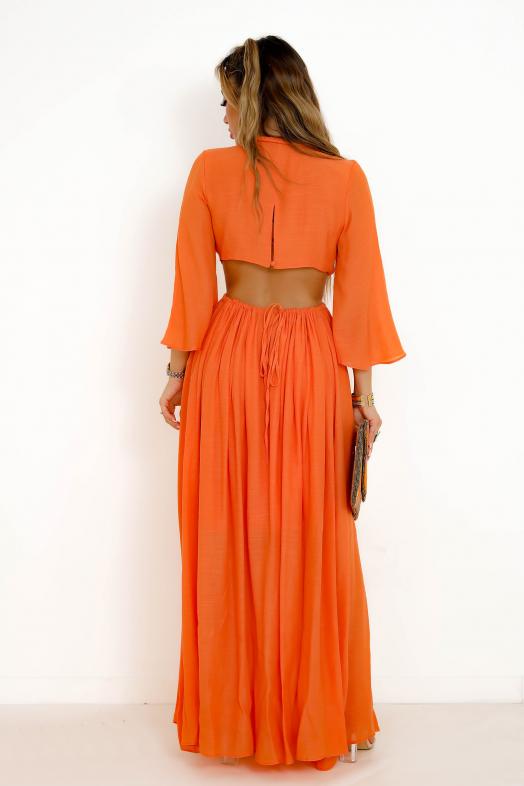 Robe Asymétrique Tresses Femme Orange 