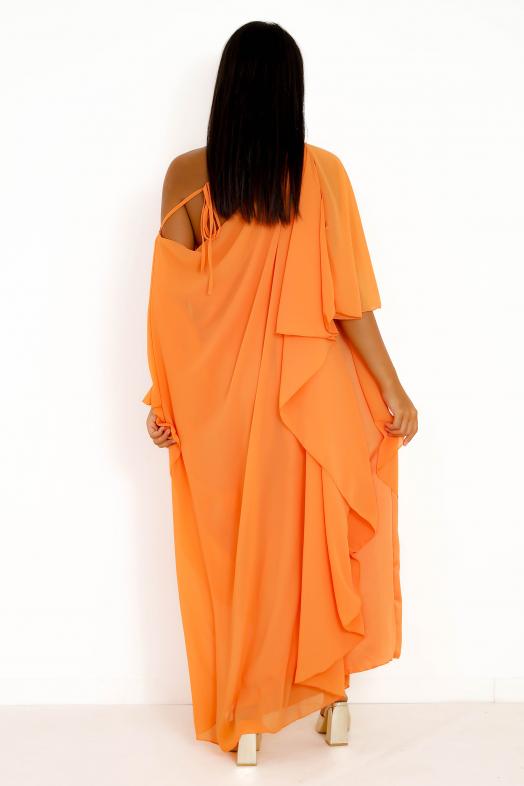 Robe Voile Papillon Femme Orange 