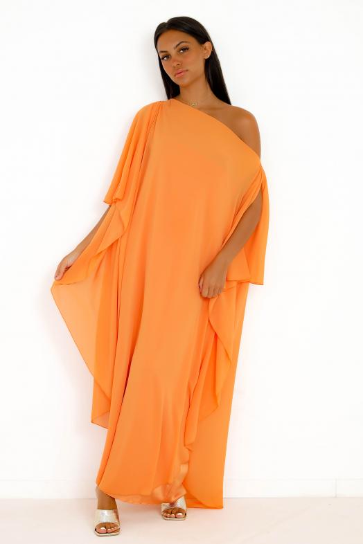 Robe Voile Papillon Femme Orange 