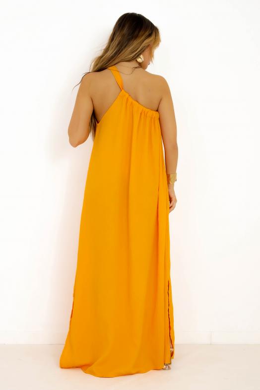 Robe Une Bretelle Nouée Orange 