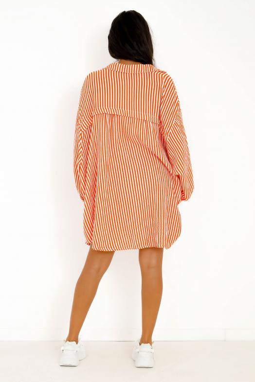 Chemise Robe Rayée Orange