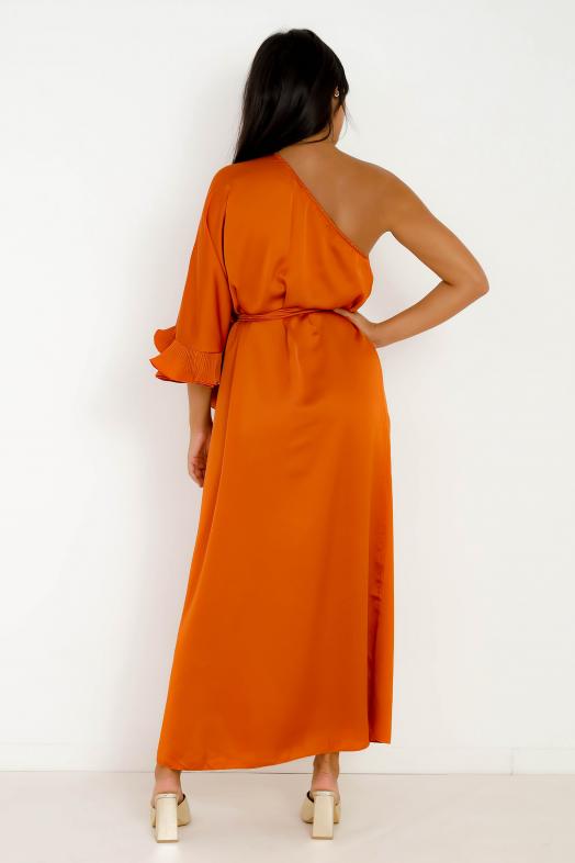 Robe une Manche Froufrou Orange