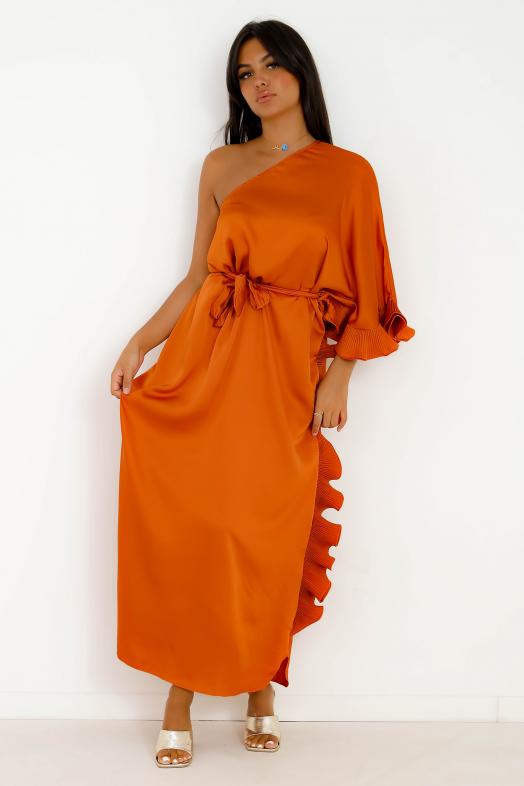 Robe une Manche Froufrou Orange