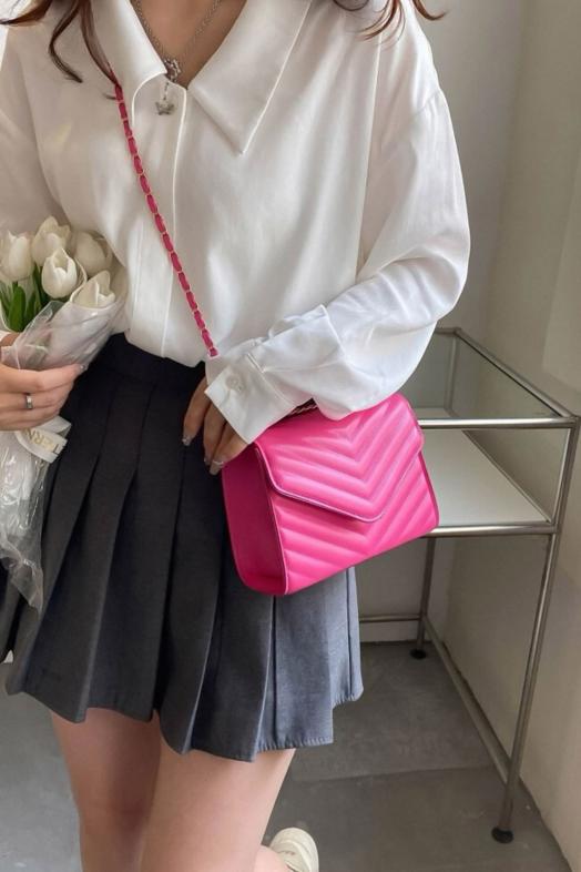 Sac à Chevrons + Chaînes Femme Rose 