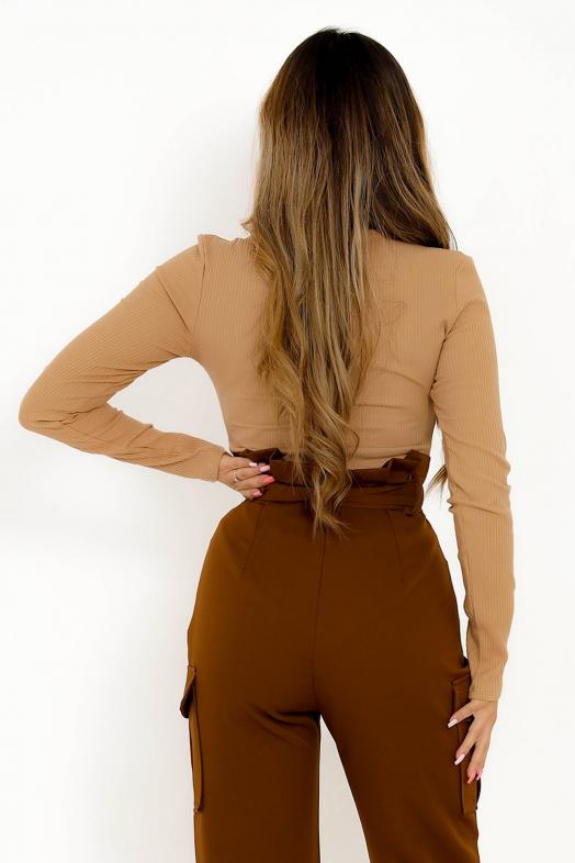 Body Col V Femme Taupe 