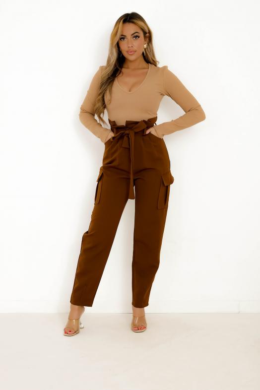 Body Col V Femme Taupe 